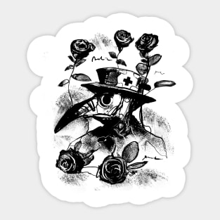 Medieval Plague Doctor - Black Death Roses Bird Mask (SCP 049) Sticker